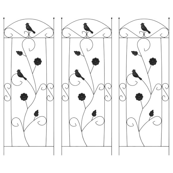 vidaXL Puutarha-aita 3 pcs Musta 112 x 40 cm Ter&auml;s