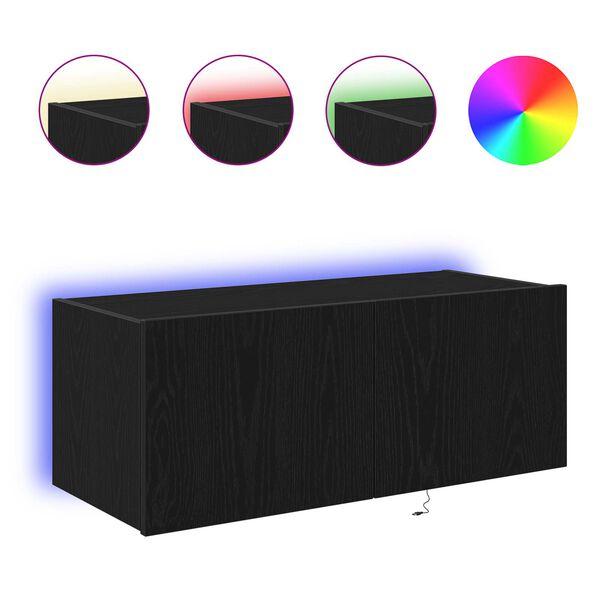 vidaXL TV-sein&auml;kaappi Musta tammi. 80 x 35 x 31 cm Tekninen puu