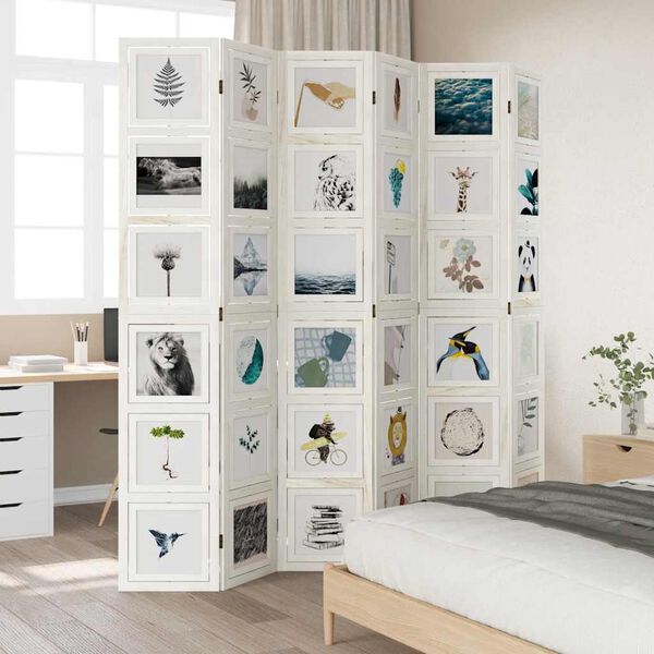 vidaXL 6-Paneelinen tilanjakaja valkoinen täysi keisaripuu