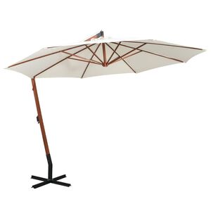vidaXL Riippuva p&auml;iv&auml;nvarjo 350 cm Puutanko valkoinen