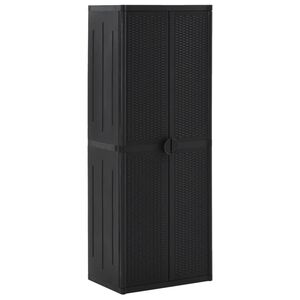 vidaXL Ulkos&auml;ilytyskaappi musta 65x45x172 cm PP rottinki