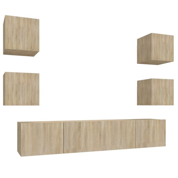 vidaXL 6-osainen TV-kaappisarja Sonoma-tammi tekninen puu
