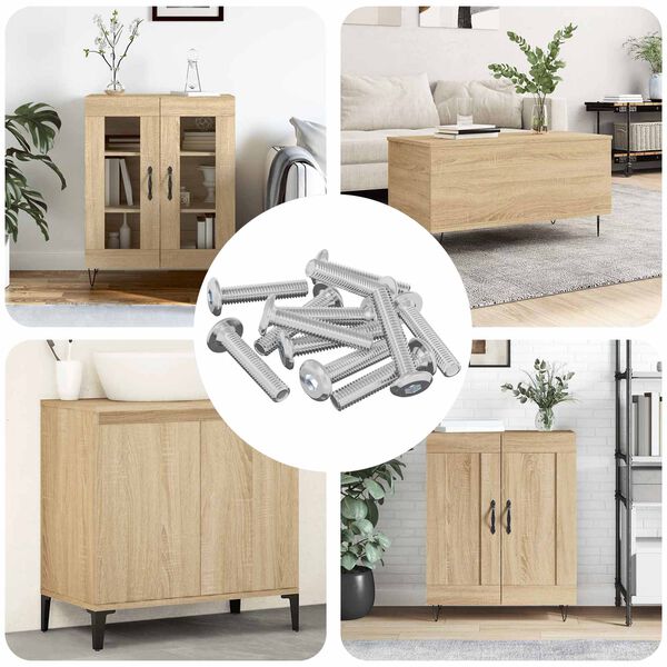 vidaXL Lukitusruuvi Yksiv&auml;rinen 12 pcs Hopea M6 x 30 mm Ter&auml;s