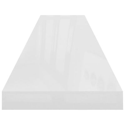 vidaXL Kelluva seinähylly korkeakiilto valkoinen 120x23,5x3,8 cm MDF