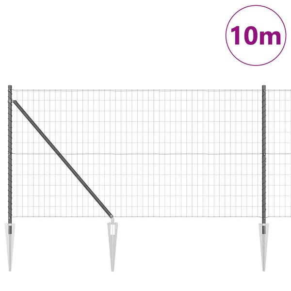 vidaXL Aita ja Tuki Harmaa 1 x 10 m Teräs ja PVC