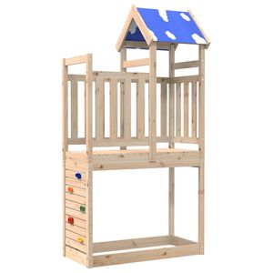 vidaXL Leikkitorni Ruskea 110.5 x 52.5 x 215 cm Massiivinen m&auml;nty