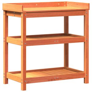 vidaXL Ruukutusp&ouml;yt&auml; hyllyll&auml; ruskea 82,5x45x86,5 cm t&auml;ysi m&auml;nty