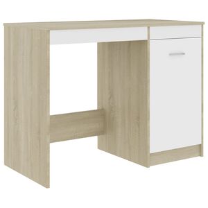 vidaXL Ty&ouml;p&ouml;yt&auml; valkoinen ja Sonoma-tammi 100x50x76 cm lastulevy