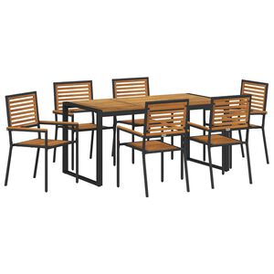 vidaXL Piharuokailu setti 7 pcs Musta ja ruskea polyrottinki