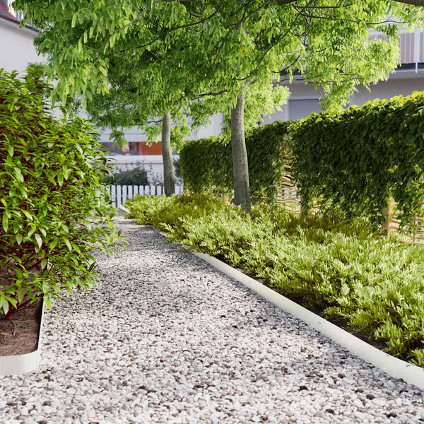 vidaXL Nurmikon reunalistat 50 kpl valkoinen kylm&auml;valssattu ter&auml;s