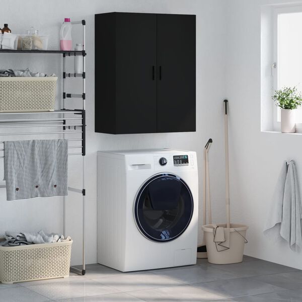 vidaXL Sein&auml;kiinnitett&auml;v&auml; kaappi musta 69,5x34x90 cm