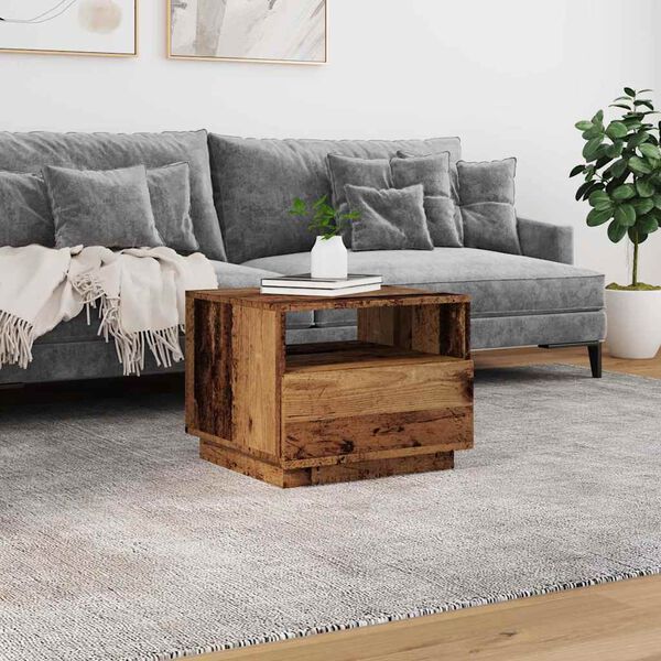 vidaXL Sohvap&ouml;yt&auml; LED-valoilla vanha puu 50x49x40 cm