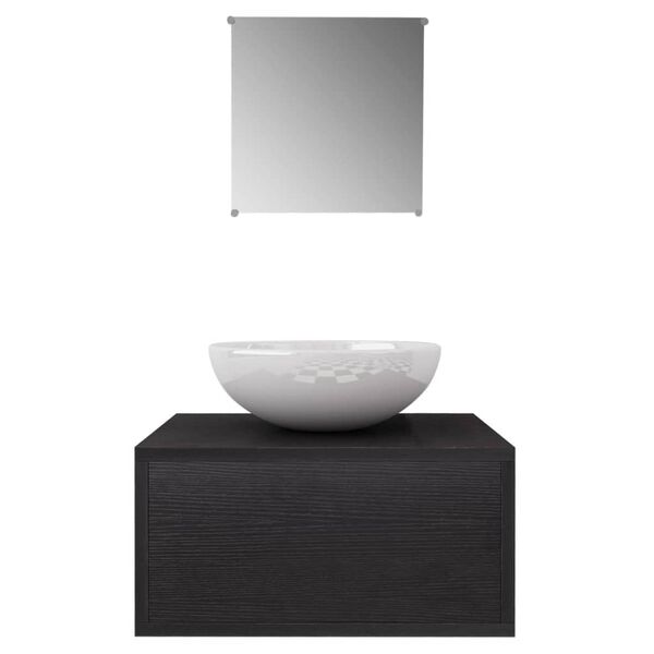 vidaXL 3-osainen Kylpyhuoneen Kaluste- ja Pesuallassarja Musta