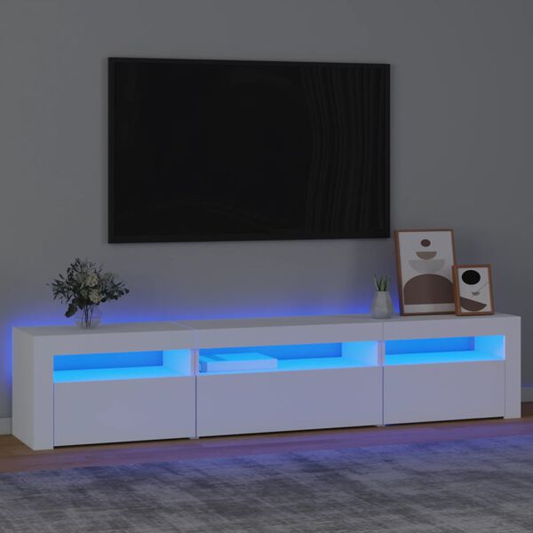 vidaXL TV-taso LED-valoilla valkoinen 195x35x40 cm