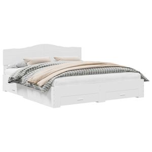 vidaXL S&auml;ngyn runko p&auml;&auml;tyll&auml; Valkoinen 200 x 200 cm Tekninen puu