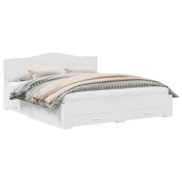 vidaXL S&auml;ngyn runko p&auml;&auml;tyll&auml; Valkoinen 200 x 200 cm Tekninen puu