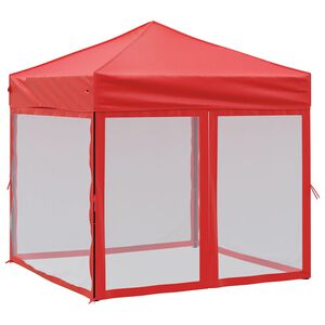 vidaXL Kokoontaittuva juhlateltta sivuseinill&auml; punainen 2x2 m