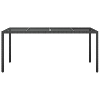 vidaXL Puutarhapöytä musta 190x90x75 cm karkaistu lasi ja polyrottinki