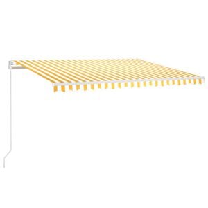 vidaXL Manuaalisesti sis&auml;&auml;nkelattava markiisi 450x350cm keltavalkoinen