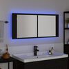vidaXL LED Peilikaappi Musta tammi 100 x 12 x 45 cm Tekninen puu