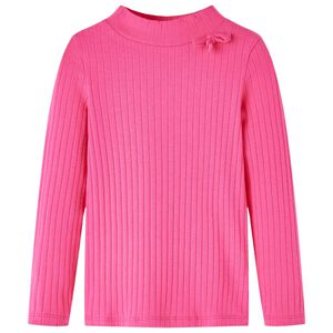 vidaXL Lasten pitk&auml;hihainen T-paita ribbineule kirkas pinkki 92
