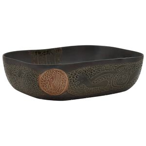 vidaXL Pesuallas tasolle musta suorakaide 48x37,5x13,5 cm keraaminen