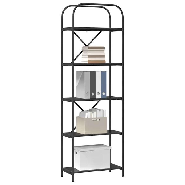 vidaXL Kirjahylly Musta tammi. 60 x 30 x 183 cm Tekninen puu