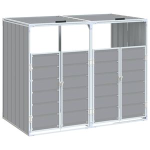 vidaXL Wheelie Bin S&auml;ilytys Double Bins Harmaa 144x81x113 cm Ter&auml;s