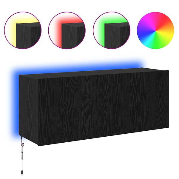 vidaXL TV-sein&auml;kaappi Musta tammi. 100 x 35 x 41 cm Tekninen puu