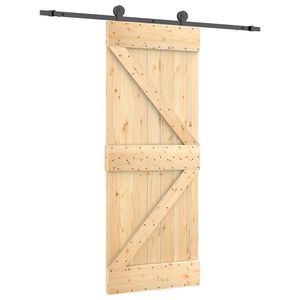vidaXL Liukuovi Luonnollinen ja musta 85 x 210 cm Massiivinen m&auml;nty
