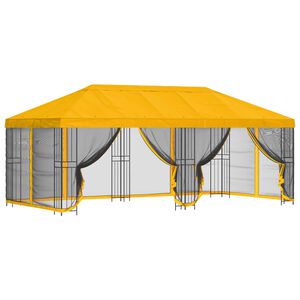 vidaXL Paviljonki sivuseinill&auml; 6 x 3 m Keltainen Polyesteri ja ter&auml;s