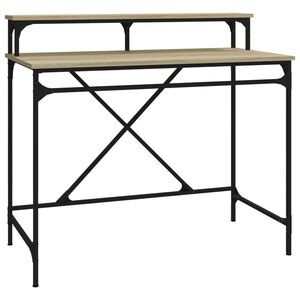 vidaXL Ty&ouml;p&ouml;yt&auml; Sonoma-tammi 100x50x90 cm tekninen puu ja rauta