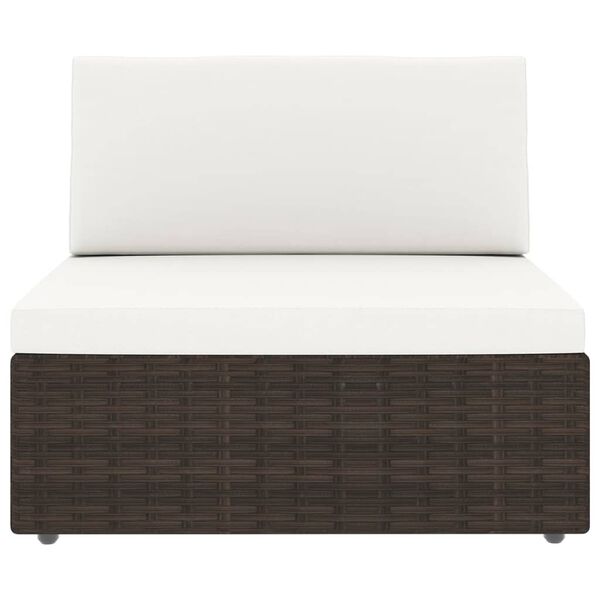 vidaXL 9-osainen Puutarhasohvasarja tyynyill&auml; ruskea polyrottinki