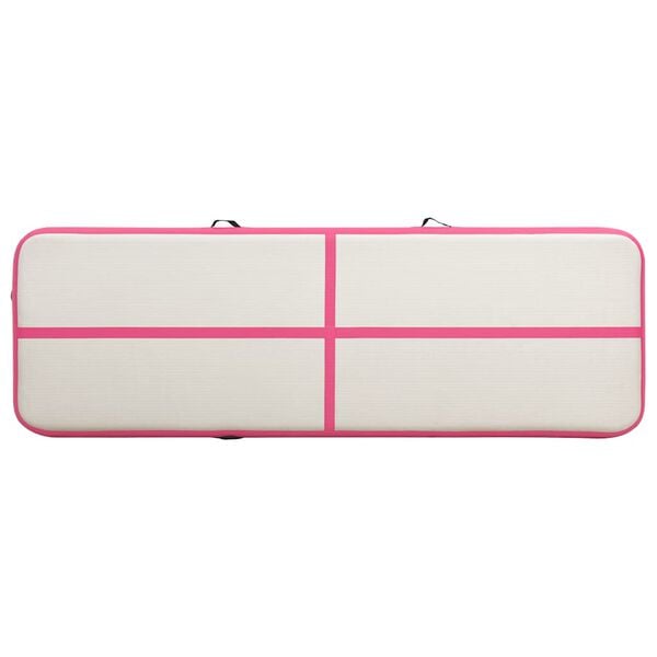 vidaXL Täytettävä voimistelumatto pumpulla 400x100x20 cm PVC pinkki