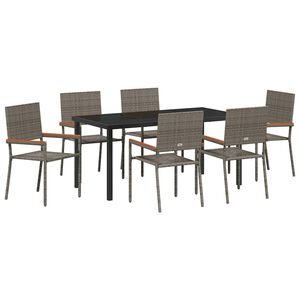 vidaXL Piharuokailu setti tyynyll&auml; 7 pcs Harmaa polyrottinki