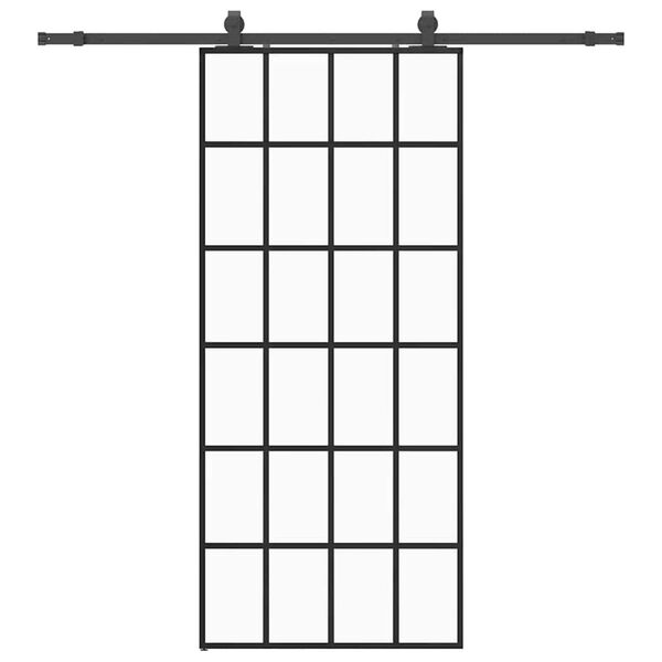 vidaXL Liukuovi asennustarvikkeilla musta 90x205 cm ESG lasi