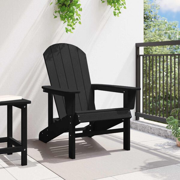 vidaXL Adirondack-tuoli Musta 82 x 74 x 92 cm HDPE