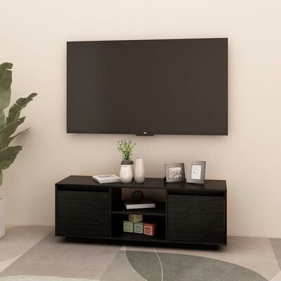 vidaXL TV-taso musta 110x30x40 cm täysi mänty