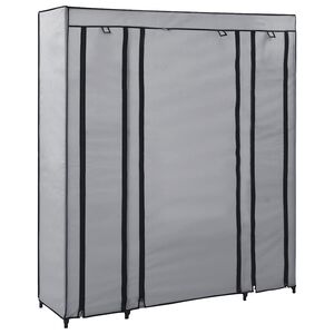 vidaXL Vaatekaappi lokeroilla ja tangoilla kangas 150x45x176 cm harmaa