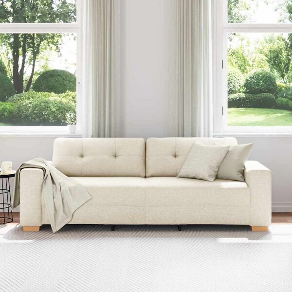 vidaXL Sohva Beige 221 x 78 x 80 cm Pellava-sekoitekangas