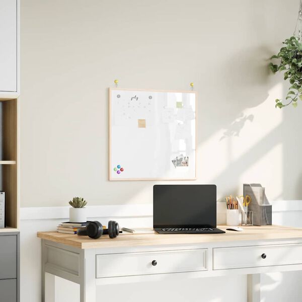 vidaXL Magneettinen valkotaulu t&auml;ysm&auml;ntypuisella kehyksell&auml; 60x55 cm