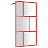 vidaXL Walk-in suihkun sein&auml;ke kirkas ESG-lasi punainen 115x195 cm