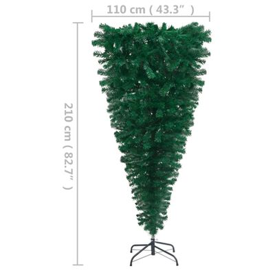 vidaXL Tekojoulukuusi ylösalaisin esivalaistu vihreä 210 cm PVC