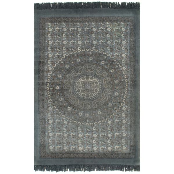 vidaXL Kilim matto puuvilla 160x230 cm harmaalla kuviolla