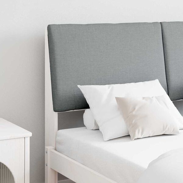 vidaXL Verhoiltu s&auml;ngynp&auml;&auml;ty Vaaleanharmaa 140 cm Massiivinen m&auml;nty