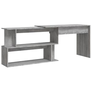 vidaXL Kulmaty&ouml;p&ouml;yt&auml; harmaa Sonoma 200x50x76 cm tekninen puu
