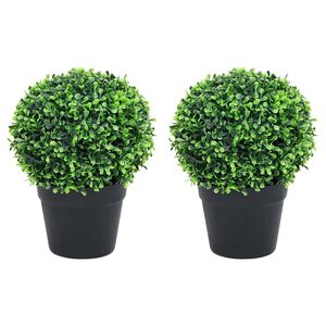 vidaXL Keinotekoinen puksipuukasvi ruukussa 2 kpl vihre&auml; pallo 37 cm