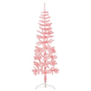 vidaXL Kapea puolikas tekojoulukuusi jalustalla pinkki 120 cm