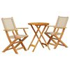 vidaXL 3-osainen Bistrosarja beige polyrottinki ja t&auml;ysi puu