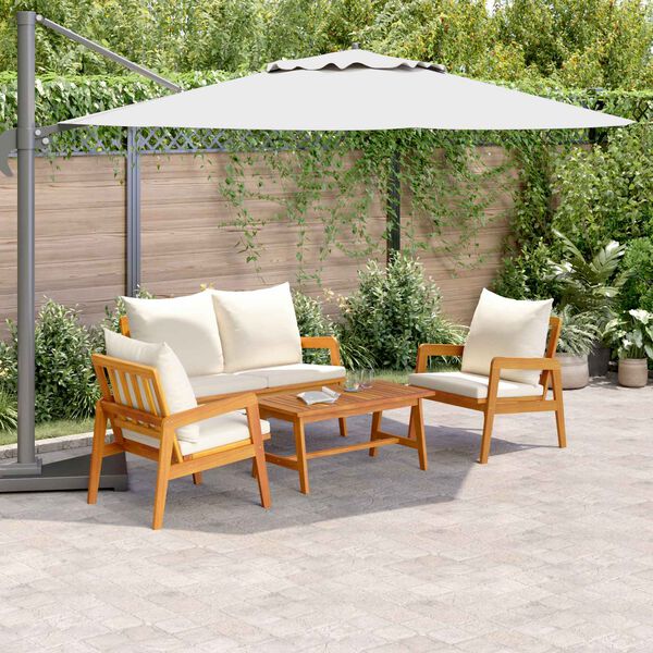 vidaXL Bistrosetti tyynyll&auml; 4 pcs Ruskea ja Kerma Tihe&auml; akasiapuu